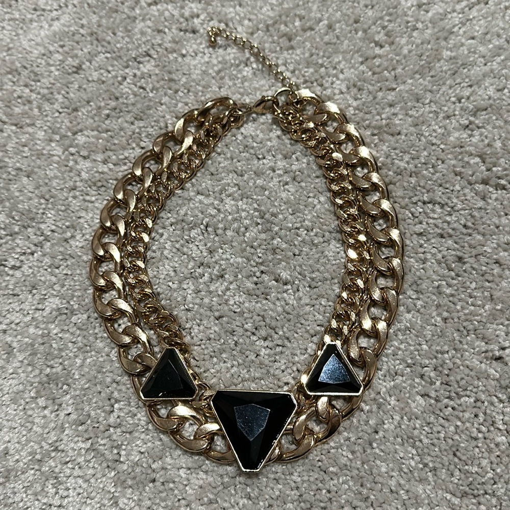 Black/Gold Chain Statement Necklace